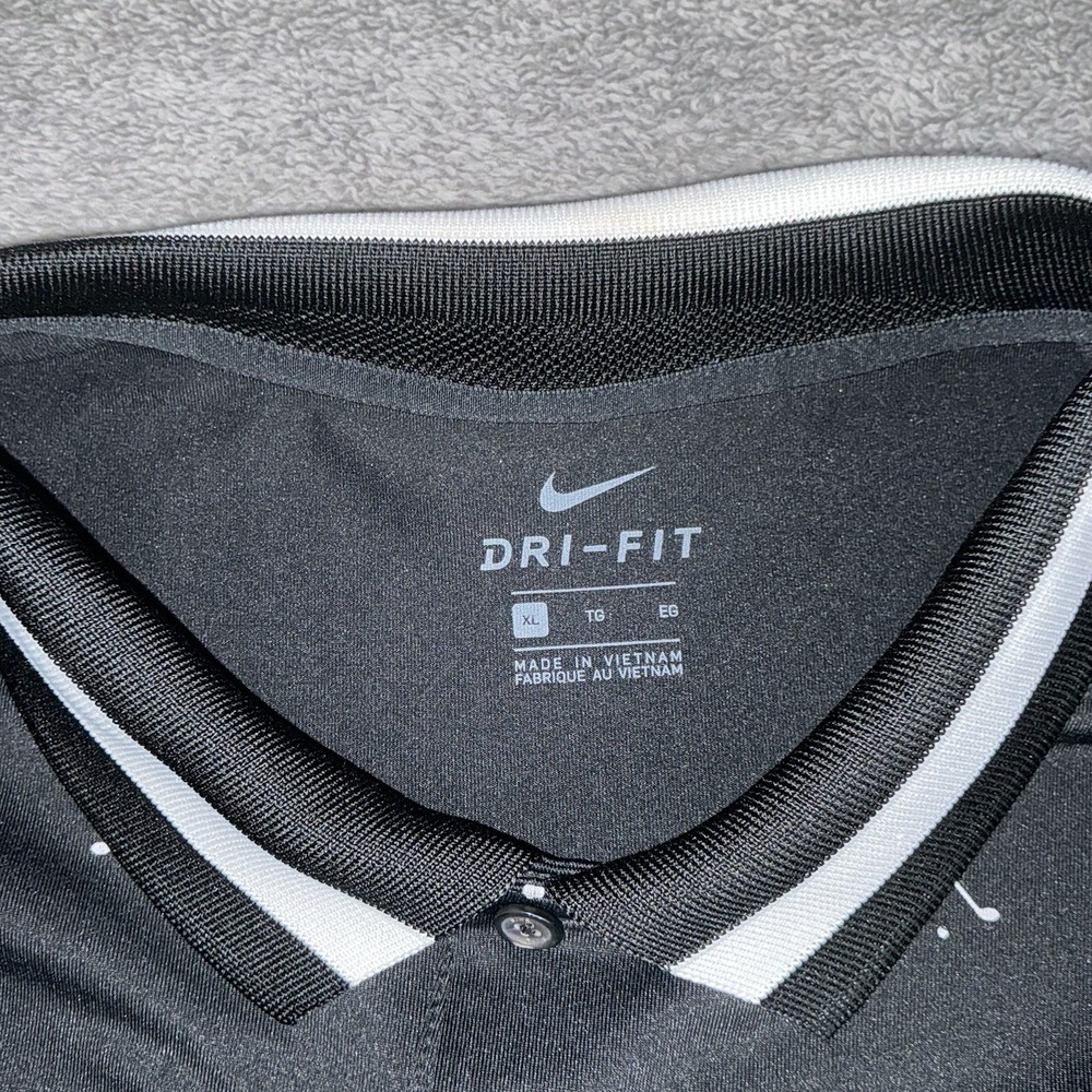 Nike‎ Dri-FIT Polo Shirt Mens XL Black Golf Cross Print Performance Stretch - Picture 3 of 8